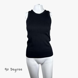 90 Degree By Reflex Women's Seamless Ribbed Tank Top in Black Sz M Casual
